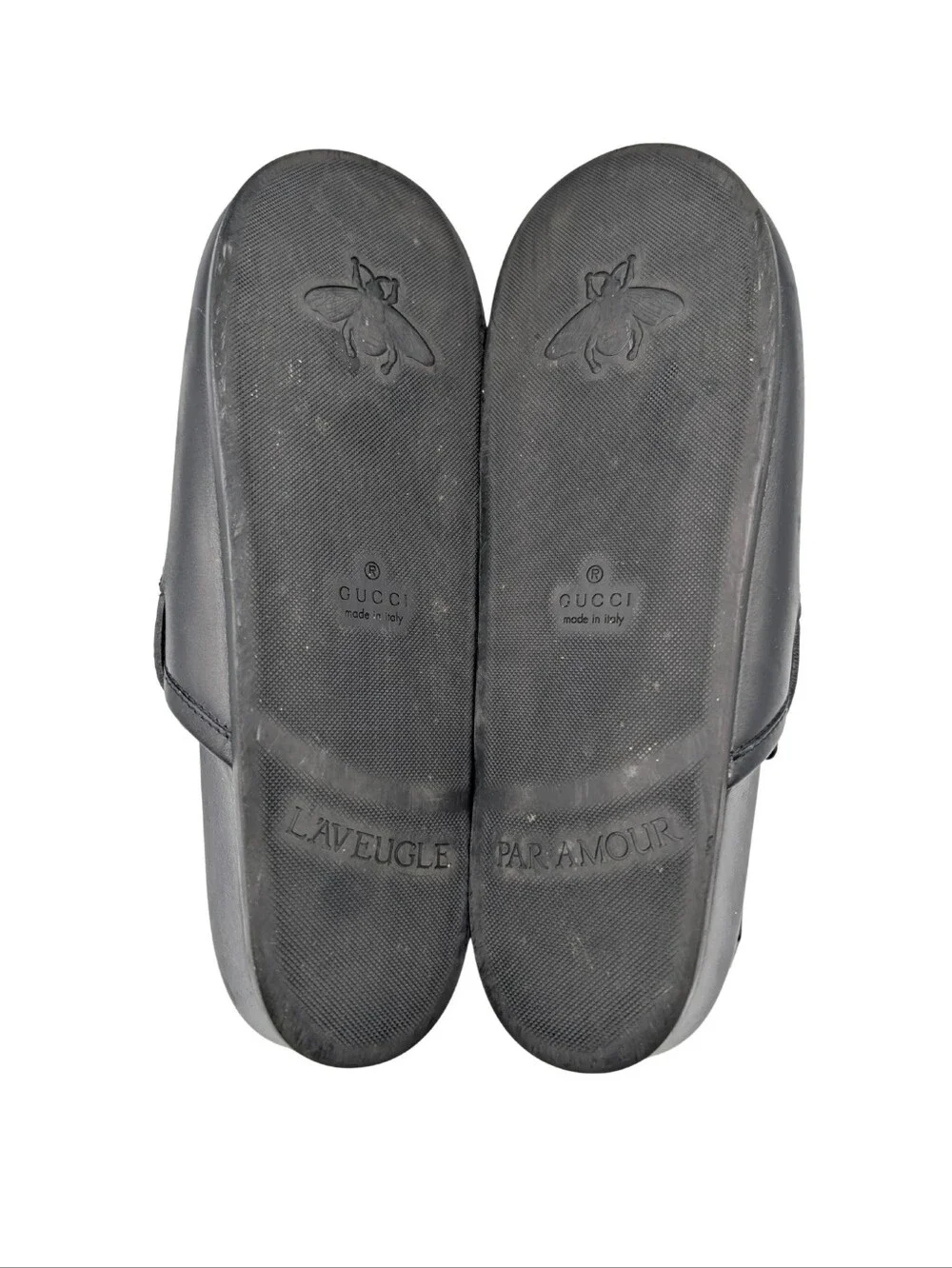 Gucci Black Leather River Horsebit Slingback Mules Men Size 10